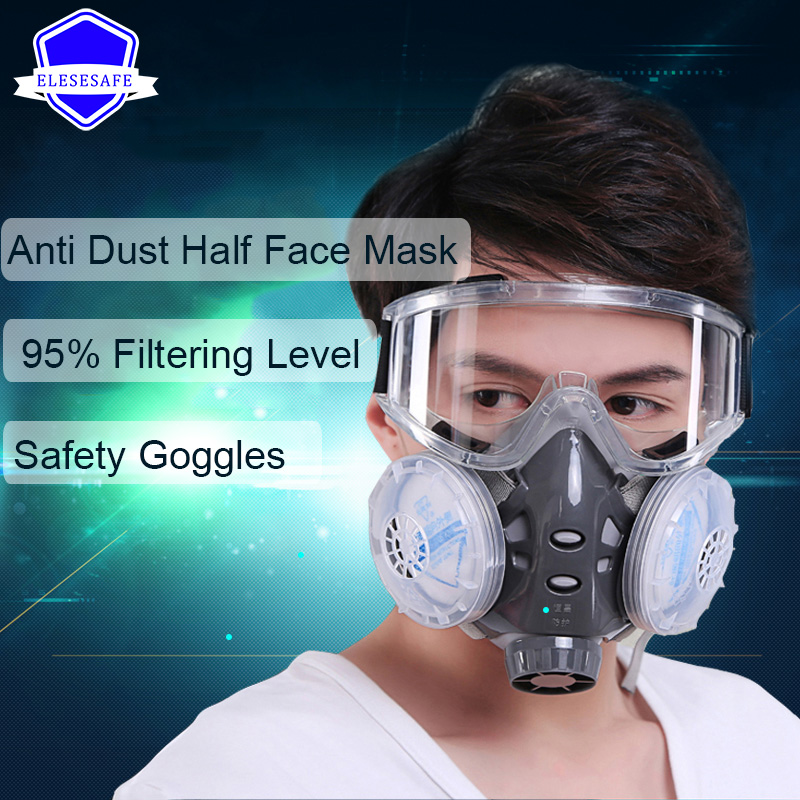 Dust Mask Construction - Nowa maska przeciwpyłowa Respirator pełnotwarzowy Podwójne